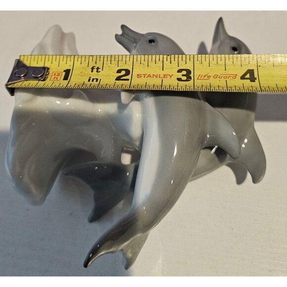 Otagiri Porcelain Gray Dolphins White Wave Figurine Figure Made in Japan Vintage - Picture 3 of 10